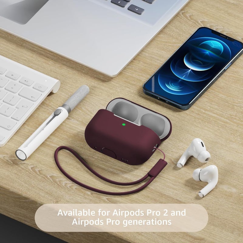 Tandoler Compatible with Airpods Pro 2 Case, Soft Silicone Skin Cover Protective Cases with Cleaner kit and Lanyard Compatible for AirPod Pro 2nd Generation, Front LED Visible - Coffee - Image 2